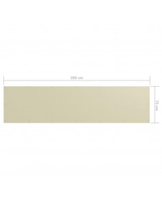 Paravento da Balcone Crema 75x300 cm Tessuto Oxford