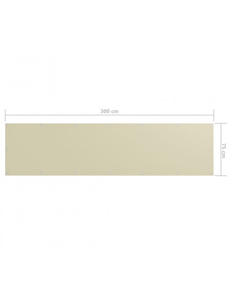 Paravento da Balcone Crema 75x300 cm Tessuto Oxford