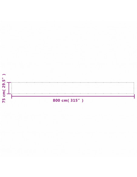 Paravento da Balcone Crema 75x800 cm 100% Poliestere Oxford