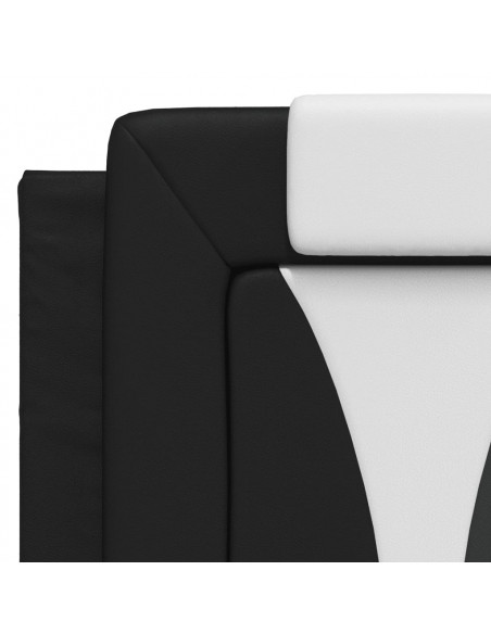 Letto con Materasso Nero e Bianco 140x200 cm in Similpelle