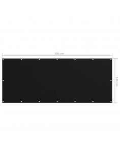 Paravento da Balcone Nero 120x300 cm in Tessuto Oxford