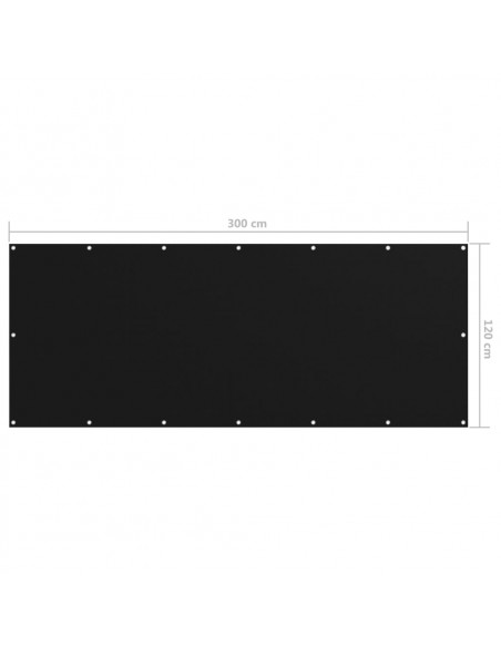 Paravento da Balcone Nero 120x300 cm in Tessuto Oxford