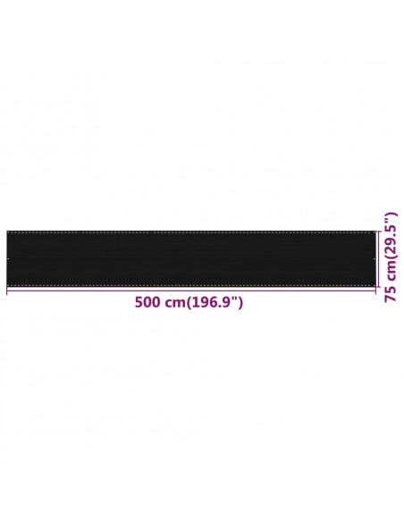 Paravento da Balcone Nero 75x500 cm in HDPE