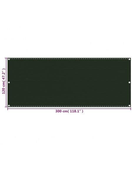Paravento da Balcone Verde Scuro 120x300 cm in HDPE