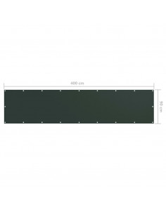Paravento da Balcone Verde Scuro 90x400 cm Tessuto Oxford
