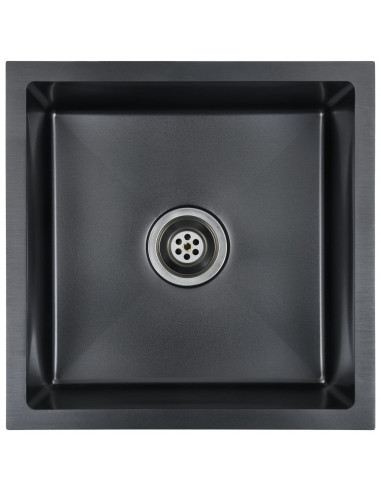 Lavello da Cucina Lavorato a Mano Nero in Acciaio Inox