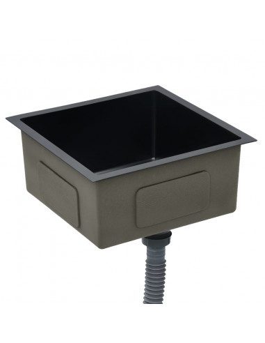 Lavello da Cucina Lavorato a Mano Nero in Acciaio Inox