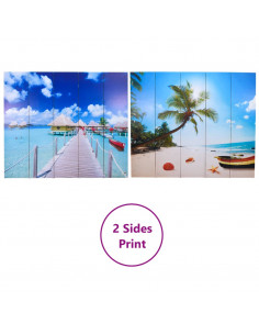 Paravento Pieghevole 200x170 cm con Stampa Spiaggia