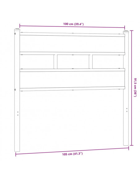 Testiera Rovere Sonoma 100 cm in Ferro e Legno Multistrato
