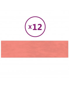 Pannelli Murali 12 pz Rosa 60x15 cm Velluto 1,08 m² 2