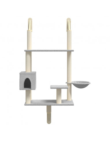 Albero per Gatti con Tiragraffi a Parete Grigio Chiaro 153 cm