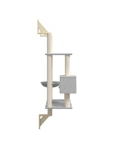 Albero per Gatti con Tiragraffi a Parete Grigio Chiaro 153 cm