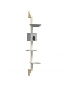 Albero per Gatti con Tiragraffi a Parete Grigio Chiaro 187 cm 2