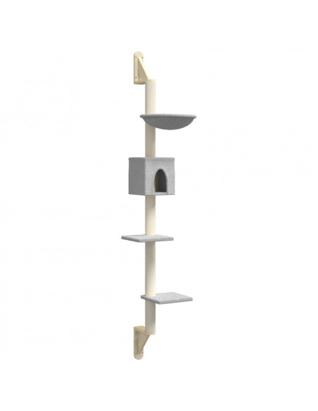 Albero per Gatti con Tiragraffi a Parete Grigio Chiaro 187 cm