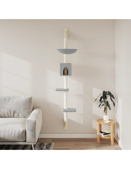 Albero per Gatti con Tiragraffi a Parete Grigio Chiaro 187 cm