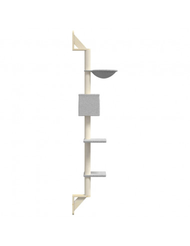 Albero per Gatti con Tiragraffi a Parete Grigio Chiaro 187 cm