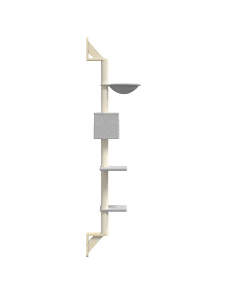 Albero per Gatti con Tiragraffi a Parete Grigio Chiaro 187 cm