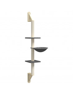 Albero per Gatti con Tiragraffi a Parete Grigio Scuro 142,5 cm 2