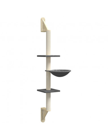 Albero per Gatti con Tiragraffi a Parete Grigio Scuro 142,5 cm