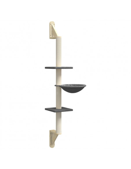 Albero per Gatti con Tiragraffi a Parete Grigio Scuro 142,5 cm