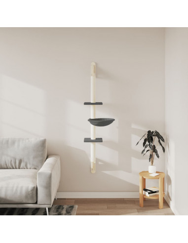 Albero per Gatti con Tiragraffi a Parete Grigio Scuro 142,5 cm
