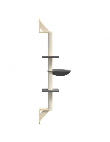 Albero per Gatti con Tiragraffi a Parete Grigio Scuro 142,5 cm