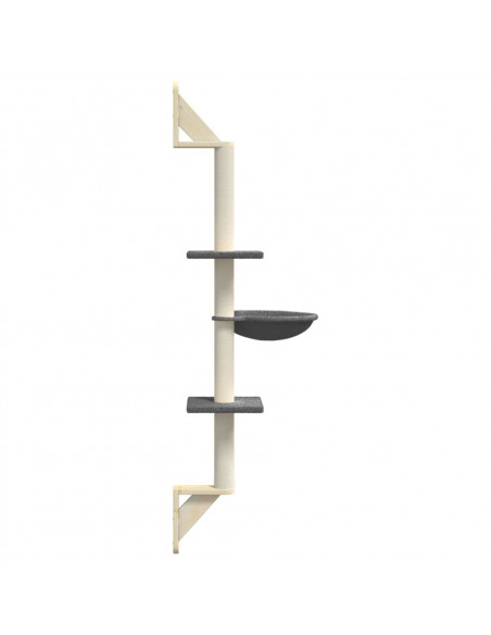 Albero per Gatti con Tiragraffi a Parete Grigio Scuro 142,5 cm