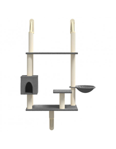 Albero per Gatti con Tiragraffi a Parete Grigio Scuro 153 cm