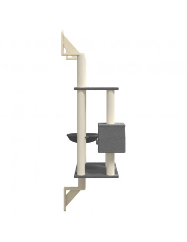 Albero per Gatti con Tiragraffi a Parete Grigio Scuro 153 cm