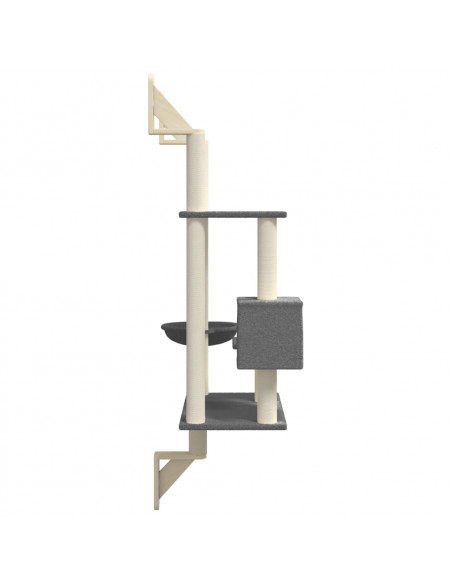 Albero per Gatti con Tiragraffi a Parete Grigio Scuro 153 cm