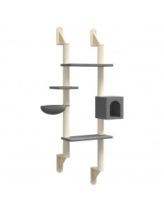Albero per Gatti con Tiragraffi a Parete Grigio Scuro 180 cm 2