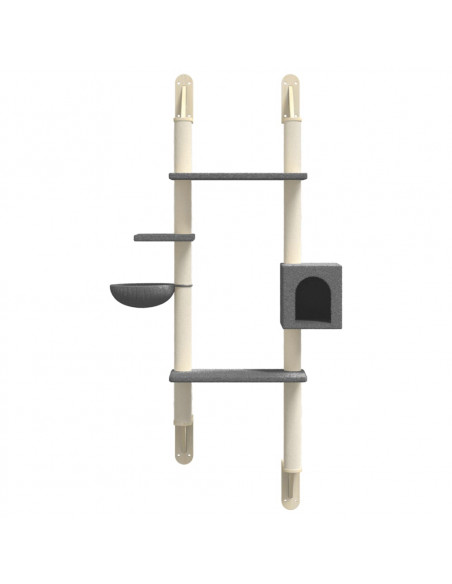 Albero per Gatti con Tiragraffi a Parete Grigio Scuro 180 cm