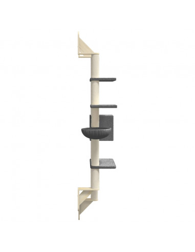 Albero per Gatti con Tiragraffi a Parete Grigio Scuro 180 cm