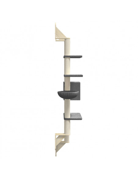 Albero per Gatti con Tiragraffi a Parete Grigio Scuro 180 cm
