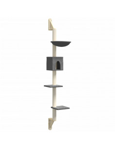 Albero per Gatti con Tiragraffi a Parete Grigio Scuro 187 cm 2