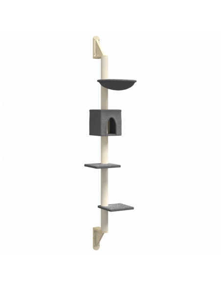 Albero per Gatti con Tiragraffi a Parete Grigio Scuro 187 cm