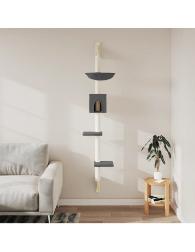 Albero per Gatti con Tiragraffi a Parete Grigio Scuro 187 cm
