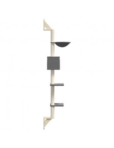 Albero per Gatti con Tiragraffi a Parete Grigio Scuro 187 cm