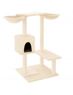 Albero per Gatti con Tiragraffi Crema 82 cm 2