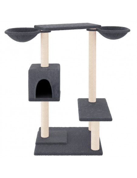 Albero per Gatti con Tiragraffi Grigio Scuro 82 cm