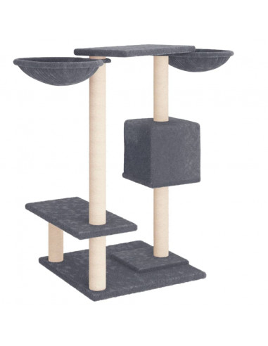 Albero per Gatti con Tiragraffi Grigio Scuro 82 cm