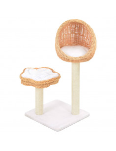 Albero per Gatti con Tiragraffi in Legno di Salice Naturale 2