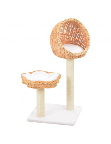 Albero per Gatti con Tiragraffi in Legno di Salice Naturale