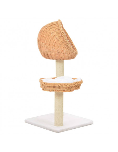 Albero per Gatti con Tiragraffi in Legno di Salice Naturale
