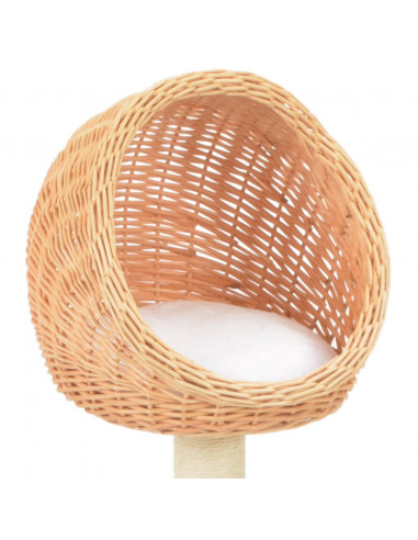 Albero per Gatti con Tiragraffi in Legno di Salice Naturale