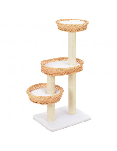 Albero per Gatti con Tiragraffi in Legno di Salice Naturale