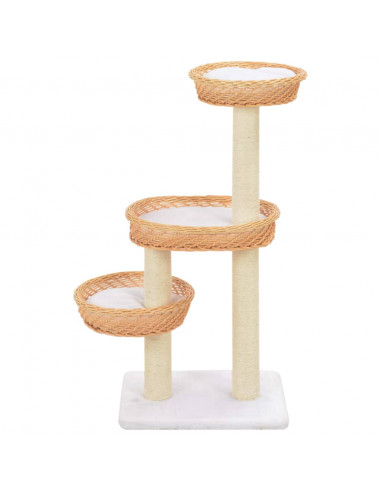 Albero per Gatti con Tiragraffi in Legno di Salice Naturale