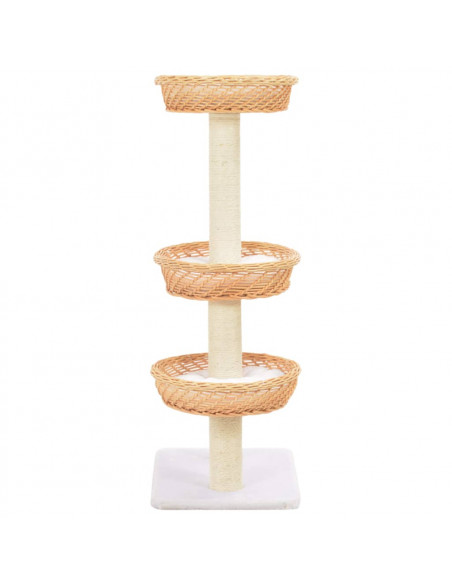 Albero per Gatti con Tiragraffi in Legno di Salice Naturale