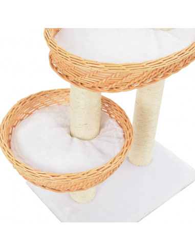 Albero per Gatti con Tiragraffi in Legno di Salice Naturale