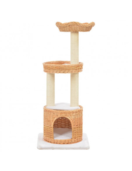 Albero per Gatti con Tiragraffi in Legno di Salice Naturale